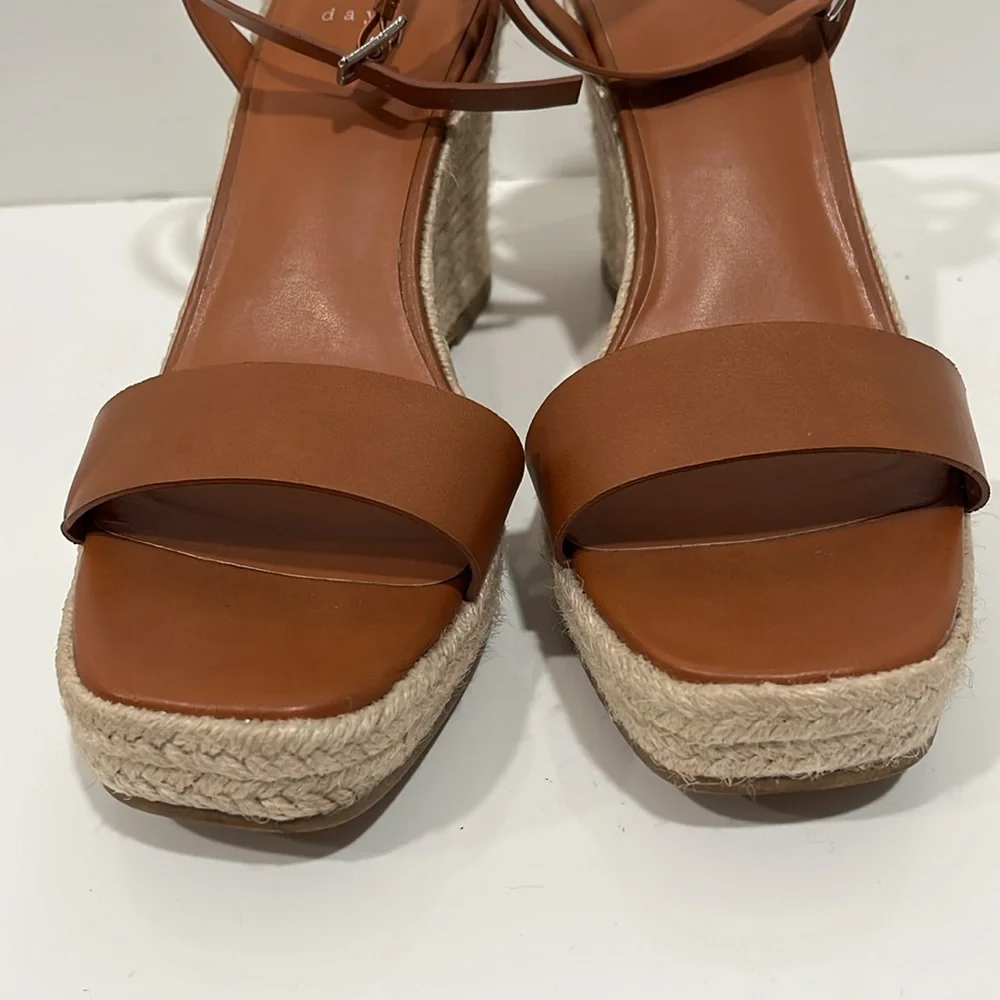A New Day Brown Espadrille Shoes with Ankle Strap 8.5 Brown Camel tan color